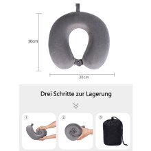 Cestovní polštář s ergonomickým designem, paměťová pěna zajišťuje správné zarovnání, měkká tkanina nabízí pohodlný spánek,