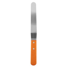 (As show, One size) Stainless Steel Spatula with Wooden Handle for Cake Bread Cream Smoother Baking Tool(2#)