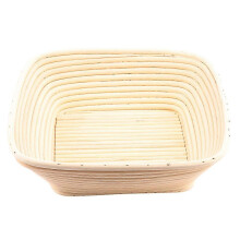 (As show, One size) Rectangle Bread Basket Craft Rattan Basket Bread Basket Baking Tool(25*25*8CM)