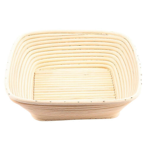 (As show, One size) Rectangle Bread Basket Craft Rattan Basket Bread Basket Baking Tool(25*25*8CM)