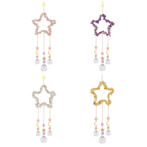 Carillons éoliens suspendus en cristal rose améthyste-Violet 1
