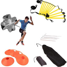 (As show, One size) Speed Agility Ladder Training Set -12 Rung Agility Ladder,5 Cones,4 Steel Stakes & 2 Carrying Bag