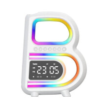 B Shape Smart Speaker LED Wireless Charger Bluetooth Speaker RGB Ambient Lighting Pulsating Clock Display Easy To Use