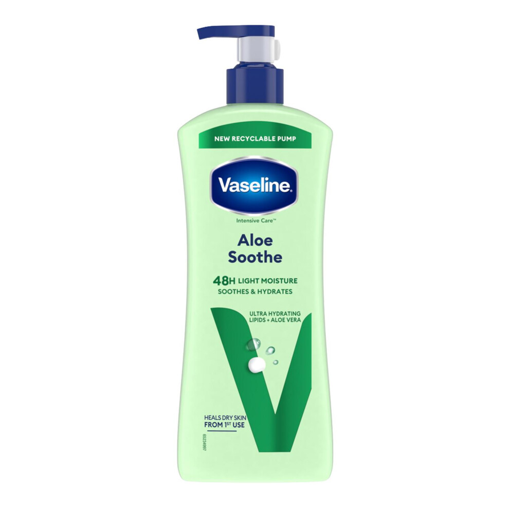 Vaseline Intensive Care Aloe Soothe Body Lotion, 600Ml For Dry Skin Care Light