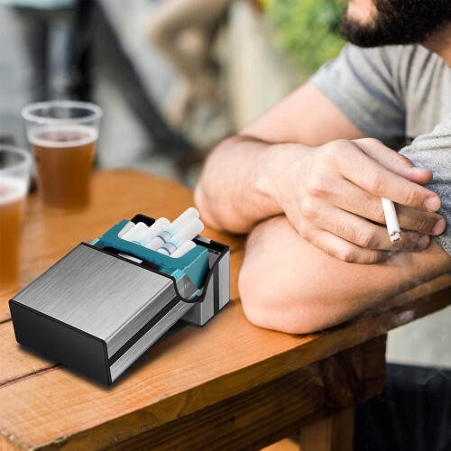 Strong And Light Aluminum Cigarette Case, Stylish Appearance With Mirror Feature, Portable Design, Secure Storage, Complete Accommodation, Classic Loo 2