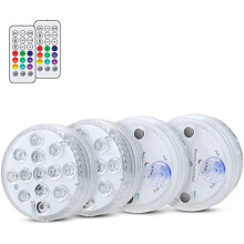 RGB Multi Color Changing Submersible Led Lights, Waterproof Light for Bathtubs Ponds with Rechargeable Submersible Lights, 4 Pack