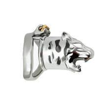 Stainless Steel Tiger Head Chastity Cage, 2 Types Of Locks, Breathable For Men, Size 45mm, Model B