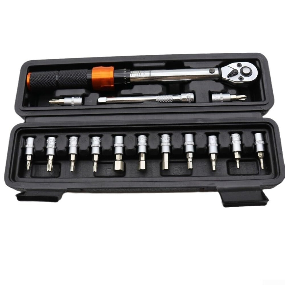 Bicycle Torque Wrench Set 15Pcs Adjustable 28X7x6cm Carbon Steel Drive Cap For Precision Torque Wrench 9412369372420