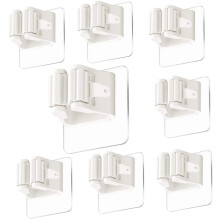 Broom Holder Wall Mount, Self Adhesive Anti-Slip Organizer, Damage Free Hanging For Home Garden Garage Storage, 6 Pack