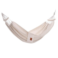 Double Cotton Hammock with Soft Breathable Mesh for Outdoor Camping and Bedroom Use White