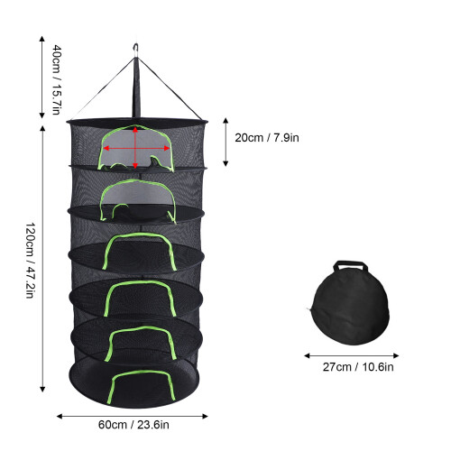 Herb Drying Rack 6-Layer Mesh Net Breathable Zipper Closure 1