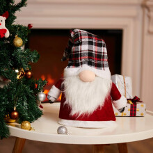 Gnome Christmas Tree Topper, Exquisite Workmanship & Unique Christmas Decoration, Handcrafted 25 Inch Scandinavian Ornaments, Red, Black & White