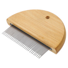 Metal Horse Hair Removal Comb, Wooden Handle Deshedding Brush, Ergonomic Grip, Horse Grooming Tool 11.0x7.0x2.0 Cm Khaki