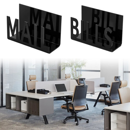 2Pcs Elegant Desk Mail Sorter Envelopes and Paper Sorting Rack 2