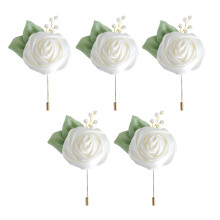Artificial Rose Flower Set Elegant Silk Rose-Milky white