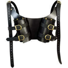 Medieval Knight Back Double Scabbard Shoulder Strap Sword Holder Sheath Frog Adult Leather Kit Black