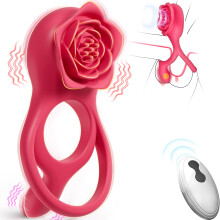 Vibrating Cock Ring With Clitoris Testicles Stimulator, 10 Vibration Modes, Penis Ring Vibrator For Couples