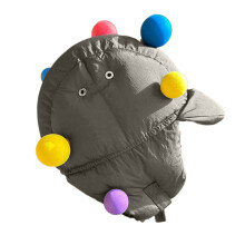 Chapeau chaud de trappeur, pompons colorés, cache-oreilles-Gris