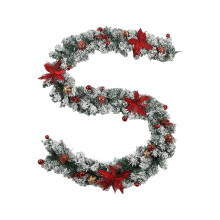Festival White Flocking Christmas Wreath Window-Red 1.5M