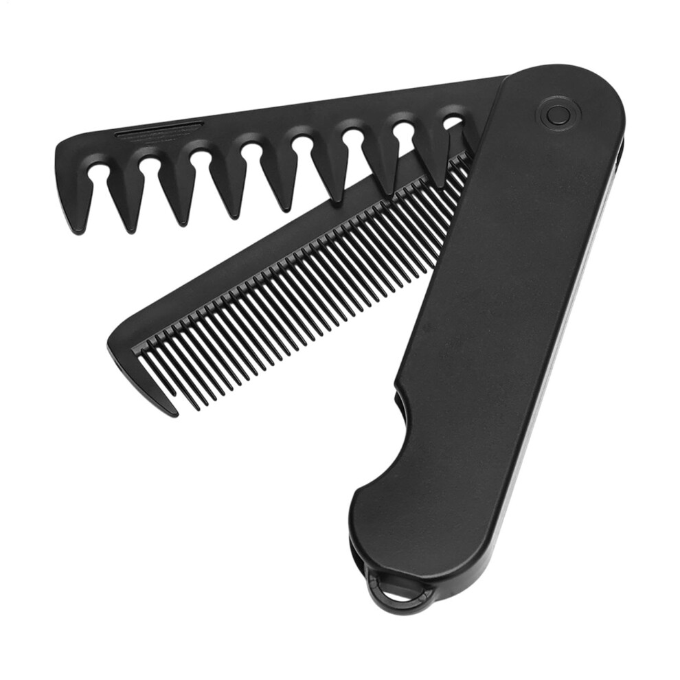 Unisex Brown Folding Hair Comb 2In1 Mustache And Beard Folding Pocket Comb, Walnut Wood, Handmade Sawcut