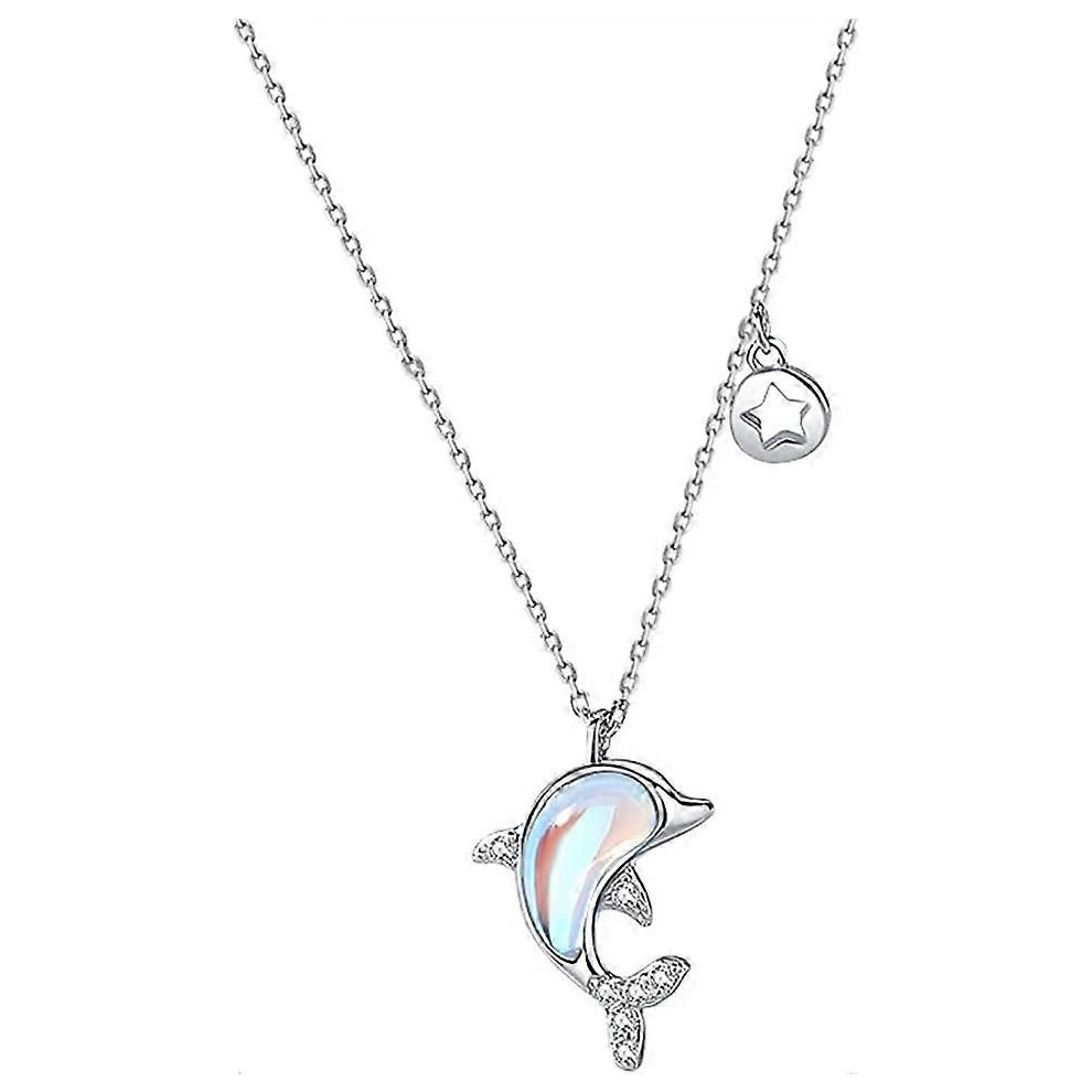 Photos - Pendant / Choker Necklace Kikidex  women's necklace 925 sterling silver dolphin girl pendant necklace (As show, One size)