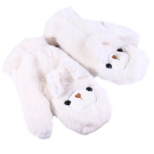 Chapeau d'ours en fourrure avec gants,-Gants blanc laiteux
