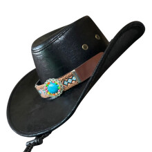 Homburg Top Hat PU Hat Cowgirl Hat pour la célébration et-Noir