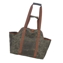 Firewood Carrier Waxed Canvas Log Tote Bag Large Capacity with Ergonomic Grip for Fireplace