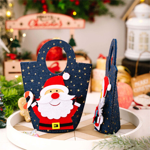 Spacious Holiday Denims Bag Christmas Decoration Storage-elder 1