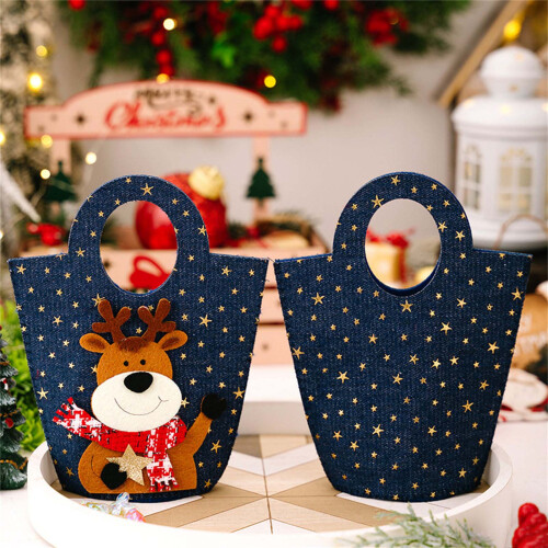 Spacious Holiday Denims Bag Christmas Decoration Storage-elder 2
