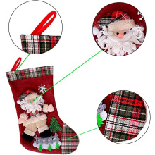 Classic Christmas Stockings, Rustic Farmhouse Decor with 3D Applique Designs, Unique Christmas Decorations for Family Holiday Party, 2 Pieces