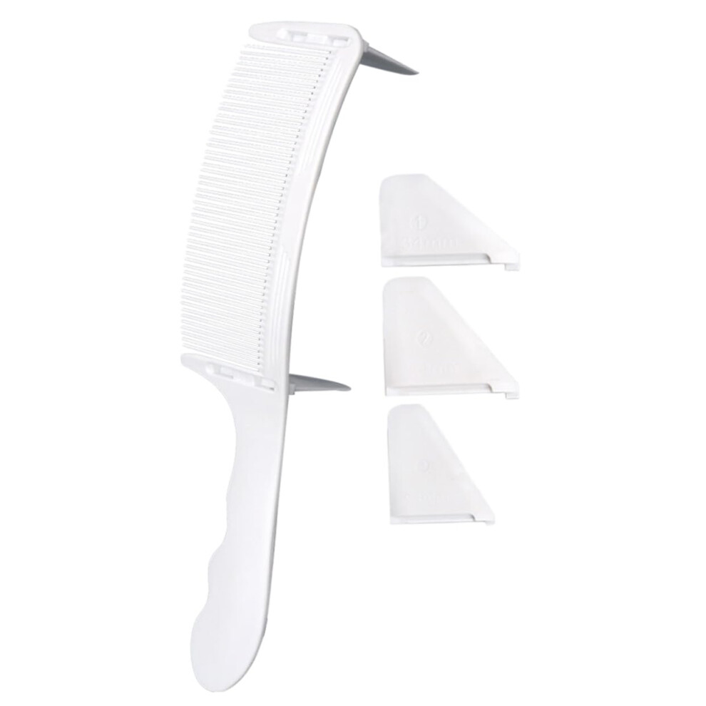 Unisex White Barber Comb Set For Men With Adjustable Cutting Guide, Ergonomic Curve Grip, Precise Haircuts,