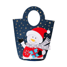 Fabric Christmas Bag For Gift Wrapping Reusable Stylish-snowman