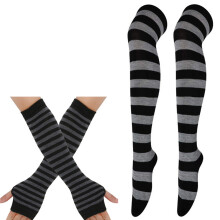 Ensemble de gants sans doigts à rayures colorées pour-gris noir