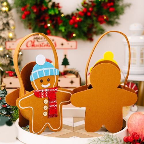 Efficient Gingerbreads Man Christmas Handheld Bag Double-Yellow 1