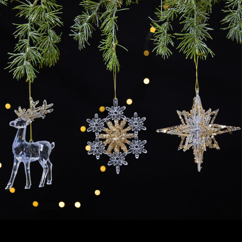 User Friendly Clear Acrylic Christmas Hanging Decors Glitters-B 1