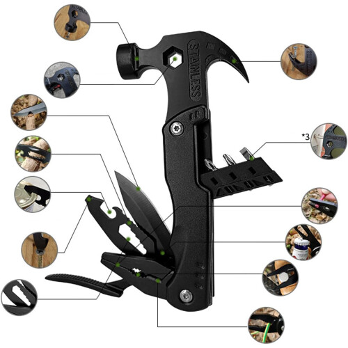 Folding Claw Hammer with MultiTool Functionality for Emergency Car  and Men Gifts 2