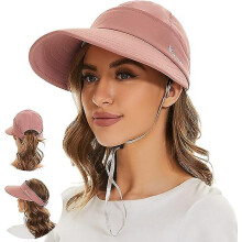 (As show, One size) Sun Hats For Women Uv Protection Wide Brim 2 In 1 Zip-off Visor Summer Beach Hat Womens Packable Golf Hat