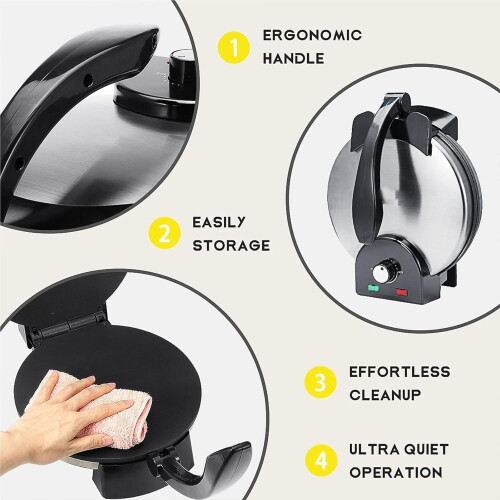 Electric Roti Maker Automatic Chapati Maker with Adjustable Temperature 2000W Nonstick Double Heating 1