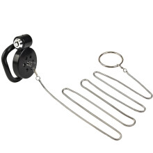 Male Flat Chastity Cage With Traction Chain, Penis Chastity Device For Men, Chastity Lock Kit, 5 Ring Sizes, Black