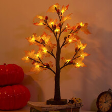Beleuchteter Herbstbaum mit 24 LEDs, batteriebetriebener Ahornbaum mit Timer für die Weihnachtsdekoration im Innen- und Außenbereich, beste
