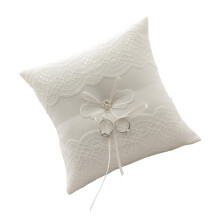 Wedding Ring Pillow Lace Pearl Ribbon Decoration Bridal Cushion Satin 7x7 Inch Ring Bearer Pillow Wedding Decor