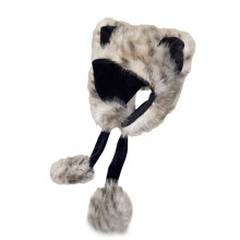 Couvre-tête léopard en fourrure avec-Imprimé léopard kaki