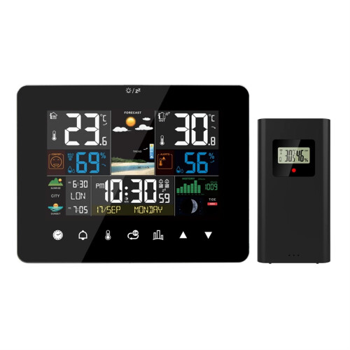 Digital Weather Station Multifunction Alarm Thermometer Hygrometer With Touch Screen And MultiDisplay Wireless Sensor