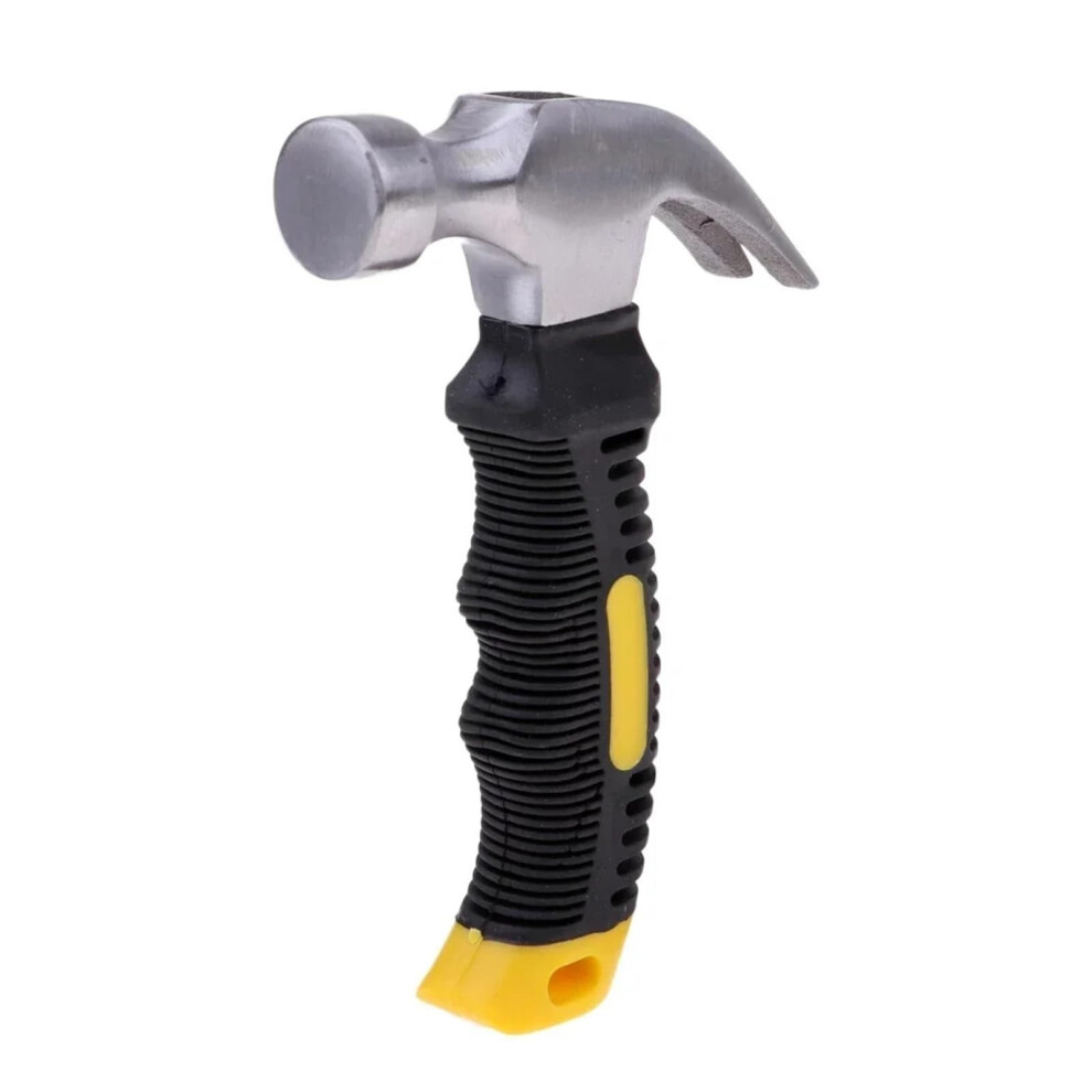 Mini Stubby Claw Hammer 8 Oz Nail Hammer Tool Steel Fiberglass Handle Woodworking Multifunction Hand Tool Yellow 9365049325271