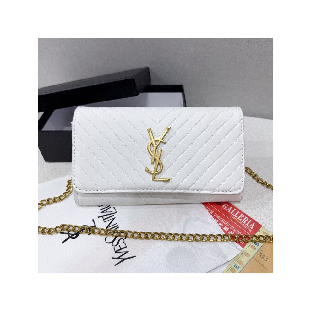 (White) Diamond shoulder crossbody bag - complete package