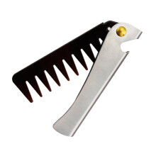 Stainless Steel Folding Hair Comb for Men with Narrow Teeth and Scalp Massage Design