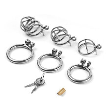 3D Mesh Stealth Lock Chastity Device Stainless Steel Breathable Cock Cage 2 Ring 50mm For Men