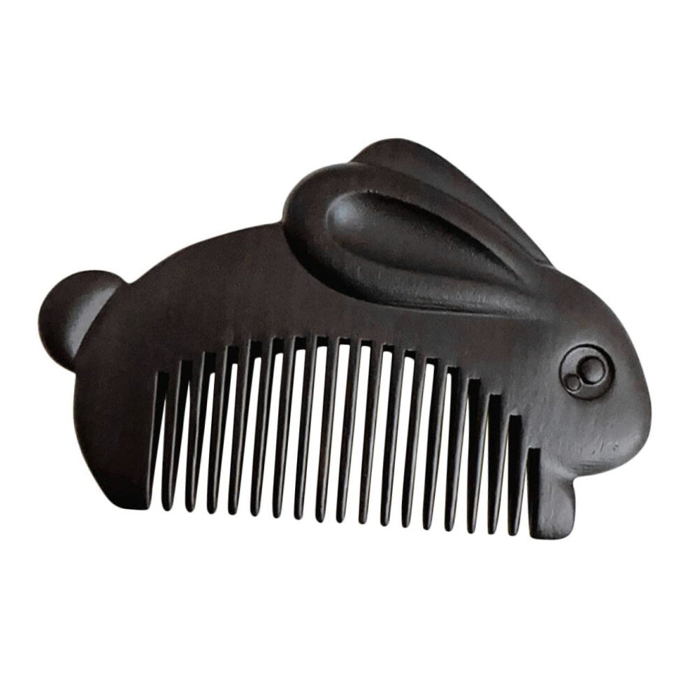 Sandalwood Comb Portable Wooden Pocket Detangling Comb For Women With Smooth Teeth Rabbit Design For Thick Curly Hair