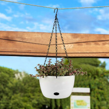 Smart Design Self Watering Hanging Planter Pot, Weather Resistant Outdoor Garden Decoration With Stainless Steel Chains